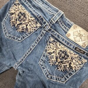 Miss Me Ankle Skinny Jeans Women 29 Blue Embellished Mid Rise